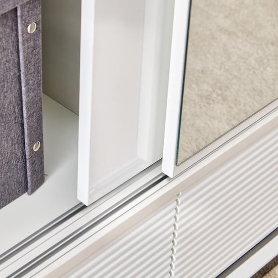 Sterling 2-Door Sliding Wardrobe with Mirror - White