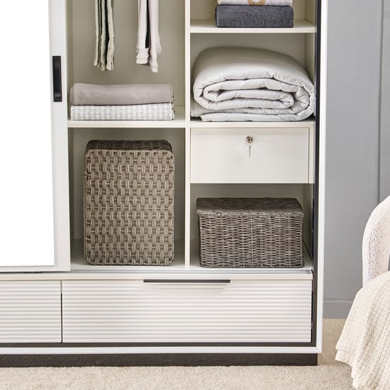 Sterling 2-Door Sliding Wardrobe with Mirror - White