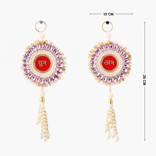 Utsav Set of 2 Embellished Subh Labh Reversible Door Latkans