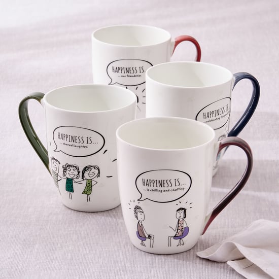 Melina Leonard Set of 4 Bone China Coffee Mugs - 240ml