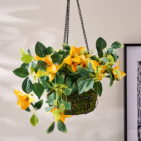 Fiesta Artificial Bougainvillea Hanging Creeper in Metal Basket