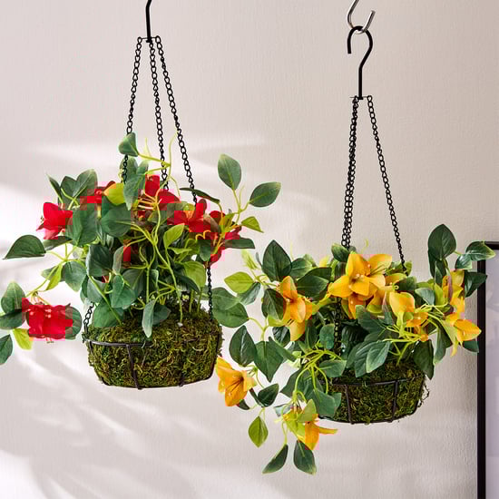Fiesta Artificial Bougainvillea Hanging Creeper in Metal Basket