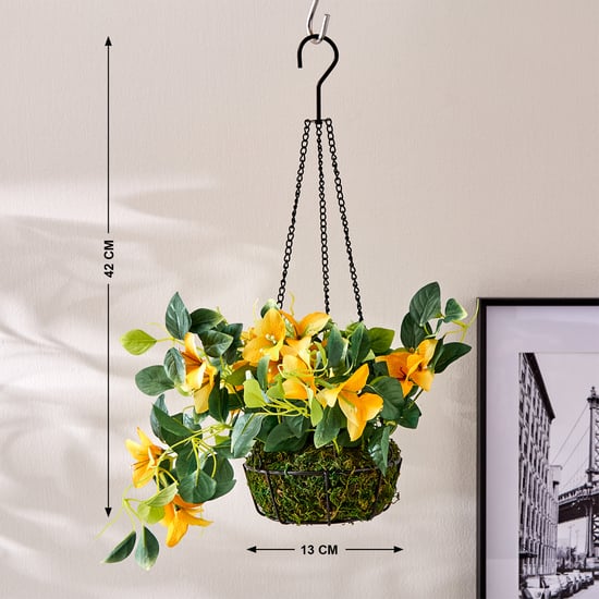 Fiesta Artificial Bougainvillea Hanging Creeper in Metal Basket