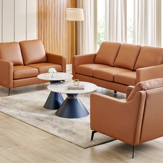 Parque NXT Half Leather 3+2+1 Seater Sofa Set - Tan
