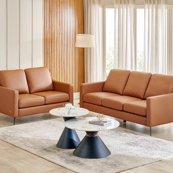 Parque NXT Half Leather 3+2 Seater Sofa Set - Tan