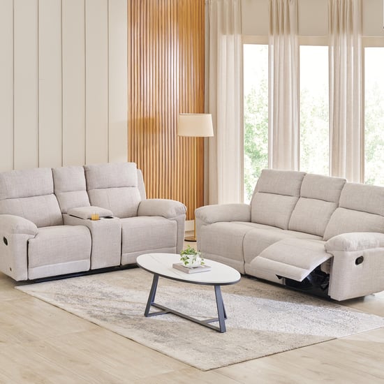 Lambert Fabric 3+2 Seater Recliner Set with Console - Beige