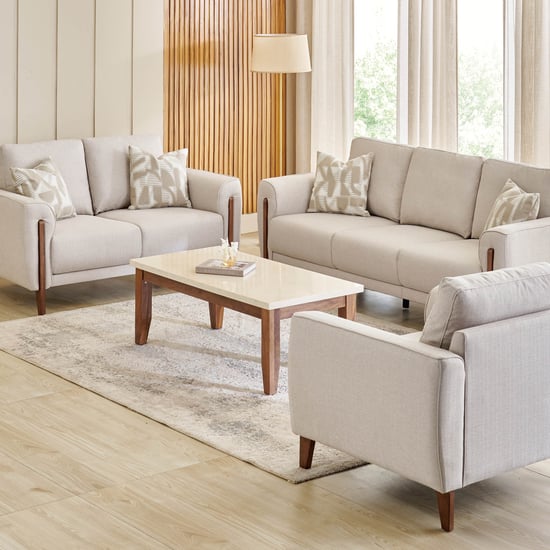 Halifax Fabric 3+2+1 Seater Sofa Set with Cushions - Beige