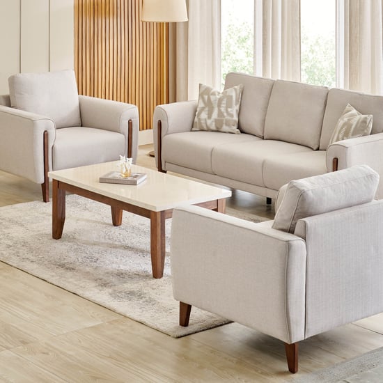Halifax Fabric 3+1+1 Seater Sofa Set with Cushions - Beige