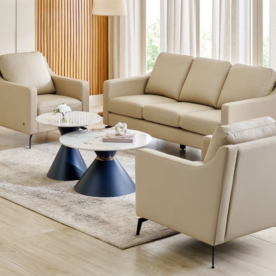 Parque NXT Half Leather 3+1+1 Seater Sofa Set - Cream