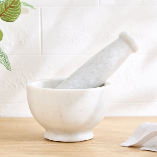 Regal Luxe Carrara Marble Mortar and Pestle