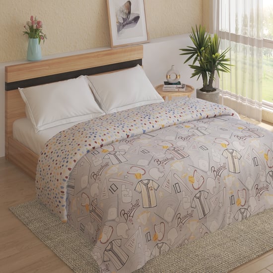 Slate Kids Baseball Cotton Printed Reversible Double Comforter