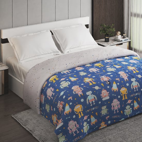 Slate Kids Robot Cotton Printed Reversible Double Comforter