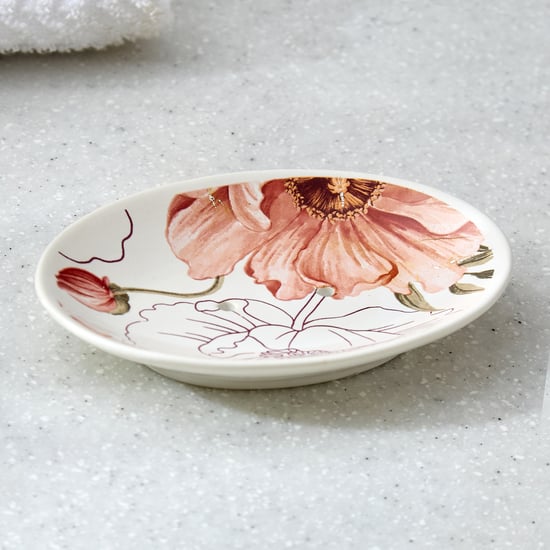 Mekong Janett Ceramic Floral Print Soap Dish
