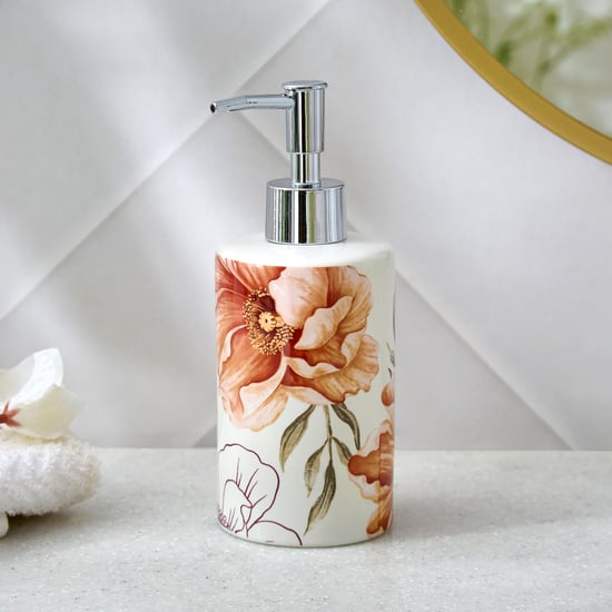 Mekong Janett Ceramic Floral Print Soap Dispenser - 330ml