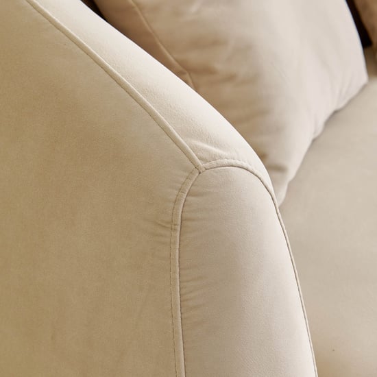 (Refurbished) Homeshores Fabric 3-Seater Sofa with Cushions - Beige