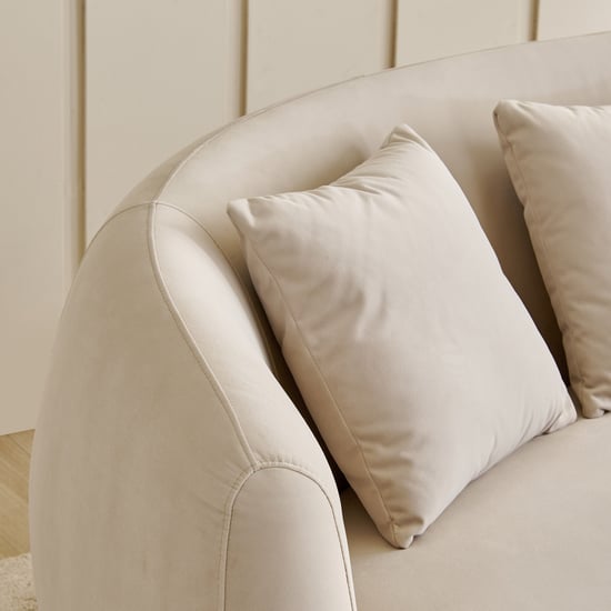 (Refurbished) Homeshores Fabric 3-Seater Sofa with Cushions - Beige