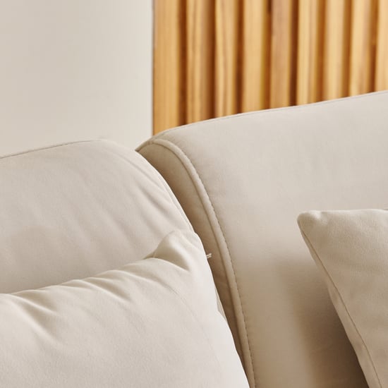 (Refurbished) Homeshores Fabric 3-Seater Sofa with Cushions - Beige