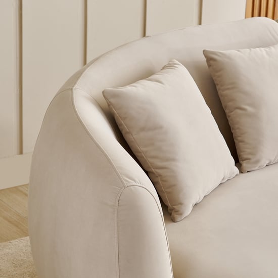 (Refurbished) Homeshores Fabric 3-Seater Sofa with Cushions - Beige