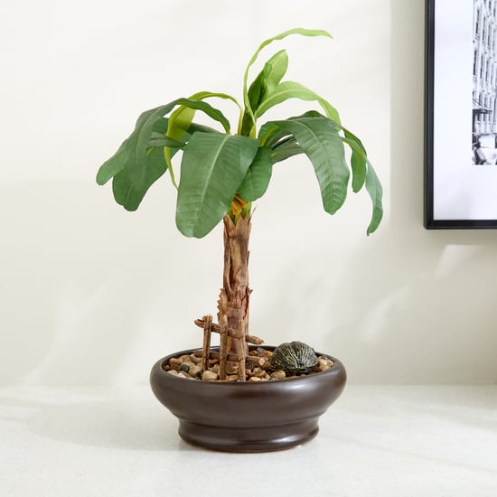Gloria Artificial Banana Bonsai Plant in Ceramic Pot
