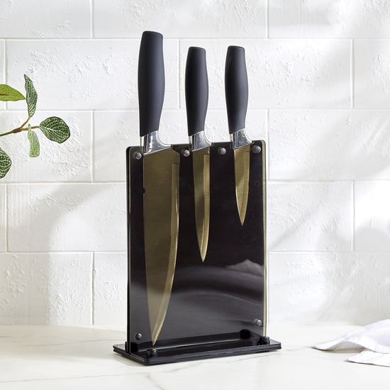 Slash Moritz Set of 3 Stainless Steel Knives with Holder