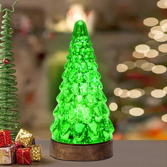HOMESAKE Glass Christmas Tree Table Lamp