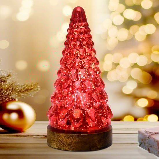 HOMESAKE Glass Christmas Tree Table Lamp