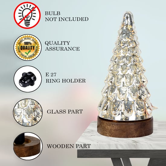 HOMESAKE Glass Christmas Tree Table Lamp