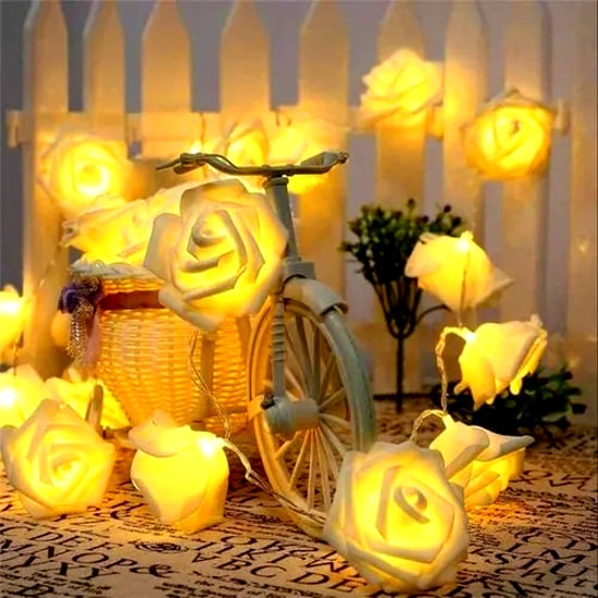 HOMESAKE Rose Flower LED String Lights - 14 Bulbs