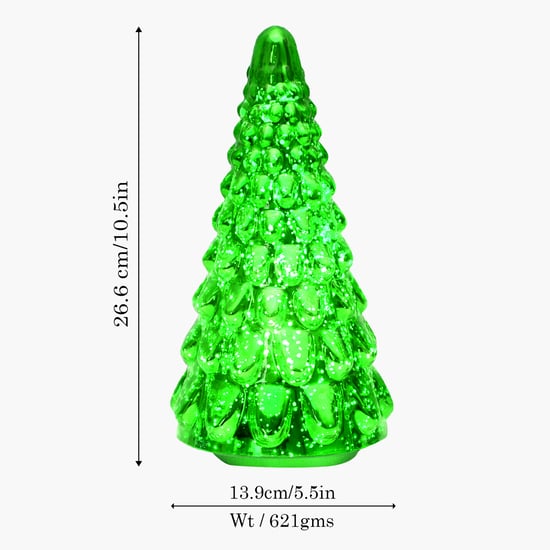 HOMESAKE Glass Christmas Tree Table Top Light