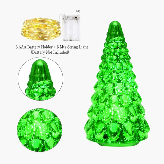 HOMESAKE Glass Christmas Tree Table Top Light