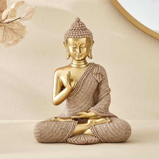 Enlighten Sand Polyresin Sitting Buddha Figurine