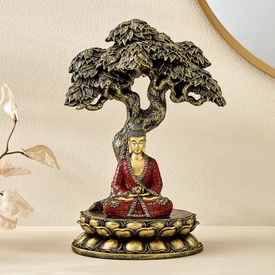 Alpana Ojas Polyresin Buddha Under Tree Figurine