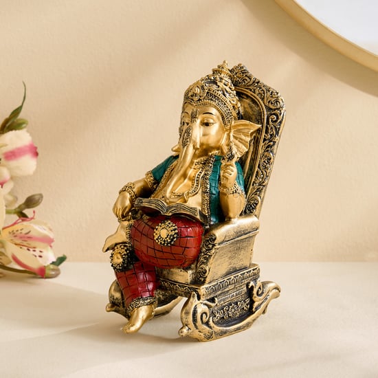 Alpana Ojas Polyresin Ganesha on Rocking Chair Figurine
