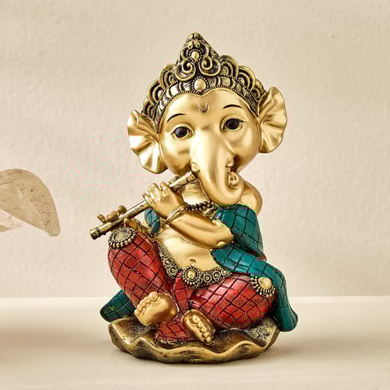 Alpana Ojas Polyresin Ganesha with Flute Figurine