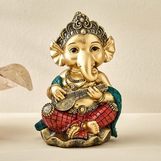 Alpana Ojas Polyresin Ganesha with Sitar Figurine