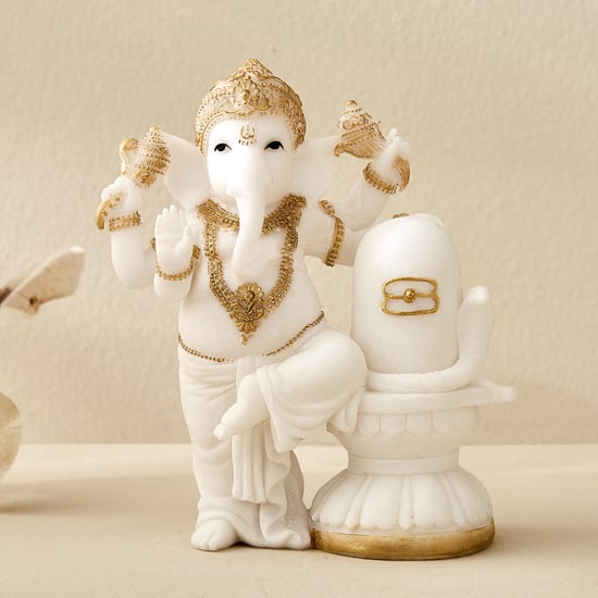 Enlighten Amudha Polyresin Standing Ganesha with Linga Figurine