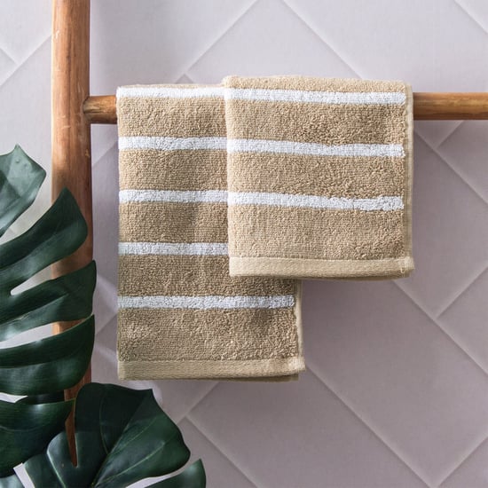 Colour Refresh Essense Set of 2 Cotton Striped Face Towels - 30x30cm