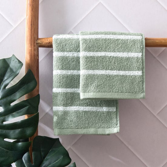 Colour Refresh Essense Set of 2 Cotton Striped Face Towels - 30x30cm