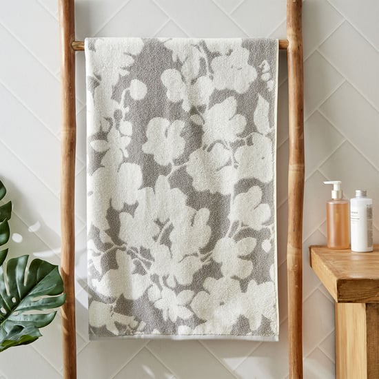 Nova Ashfall Floral Cotton Jacquard Bath Towel - 70x140cm
