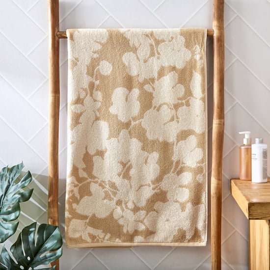 Nova Natural Tranquil Floral Cotton Jacquard Bath Towel - 70x140cm