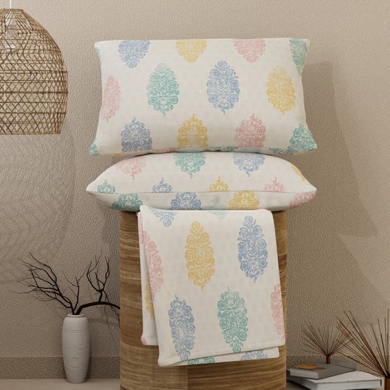 LAYERS Emaline Cotton 144TC Printed 3Pcs Queen Bedsheet Set