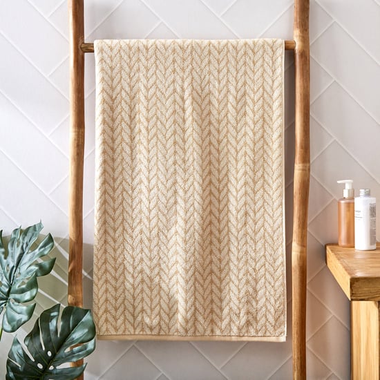Nova Natural Tranquil Cotton Chevron Bath Towel - 70x140cm
