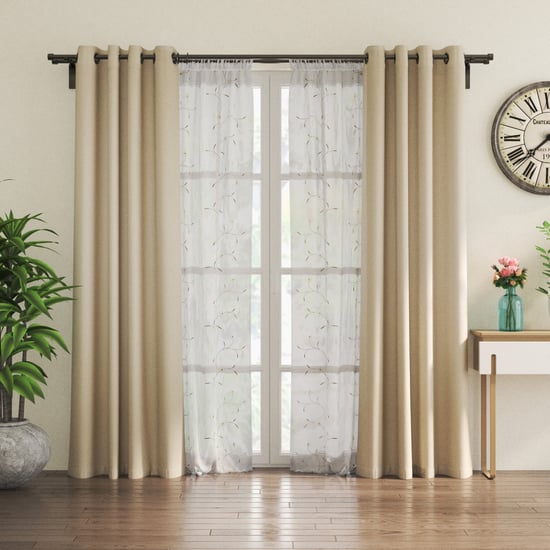 Eren Cipher Set of 4 Room-Darkening and Sheer Door Curtains - 7ft