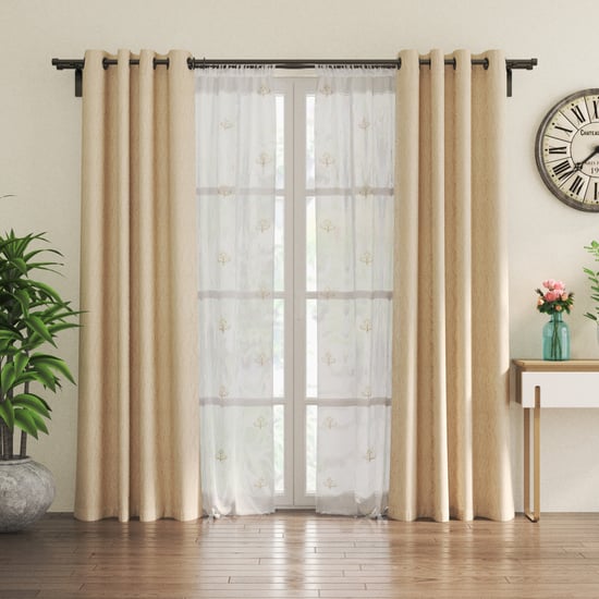 Eren Ornate Set of 4 Room-Darkening and Sheer Door Curtains - 7ft