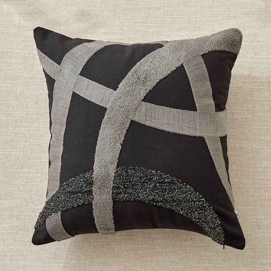 Monochrome Strixo Appliqued Cushion Cover - 40x40cm