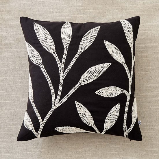 Monochrome Bloom Embroidered Cushion Cover - 40x40cm