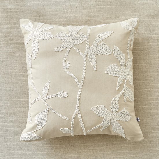 Monochrome Bloom Embroidered Cushion Cover - 40x40cm