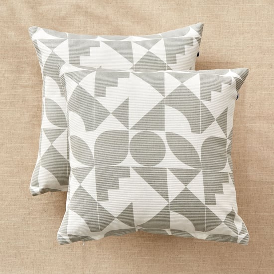 Stria Fog Set of 2 Geometric Print Cushion Covers - 40x40cm