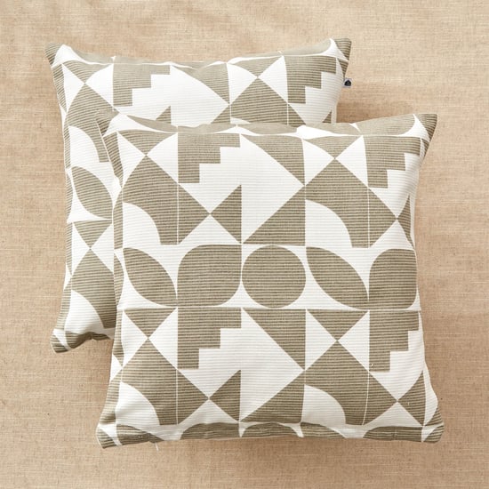 Stria Moss Set of 2 Geometric Print Cushion Covers - 40x40cm