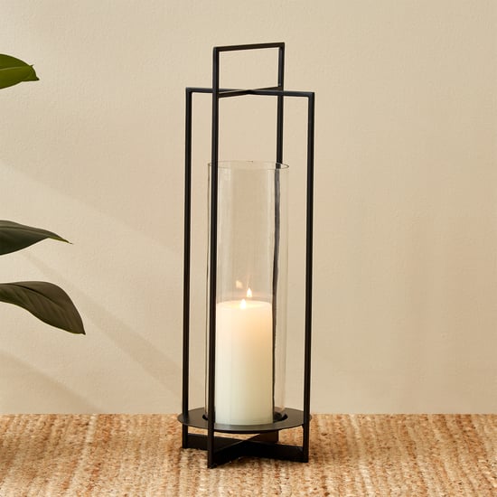 Bernina Monochrome Metal and Glass Votive Candle Holder